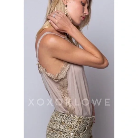 POL Mocha Lace Trim Cami Top Sleeveless Relaxed Fit - Picture 4 of 10